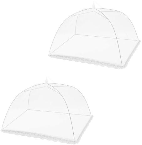 2 Pcs Reusable Collapsible Mesh Food Covers, Pop-Up Nets for Outdoor Camping, Picnics, Parties & BBQ, Keep Flies, Bugs & Mosquitoes Away