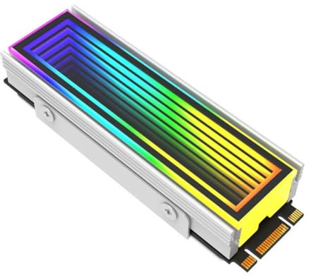 arlote 2280 SSD M2 Radiateur PC RGB M.2 Nvme Cooler Dissipateur Thermique Effet Abyss sans Fin Argent