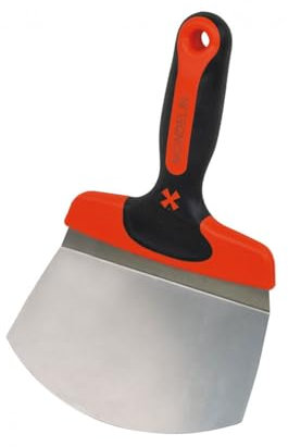 Mondelin - Couteau vide-seau -Permet de racler les pots d'enduit - Lame en acier inoxydable pliée rigide de 0,5mm d'épaisseur - Poignée bimatière -