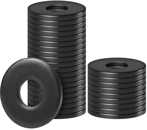 qingmeng Lot de 30 rondelles plates M5 x 16 mm, en acier inoxydable 304 A2 V2A, noires, grandes, entretoises, entretoises de porte