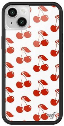 Wildflower, Hülle kompatibel mit Apple iPhone 13/14, schwarzer Schutzrand, Zertifiziert für Stürze aus bis zu 120 cm H, frauengeführtes Kleinunternehmen, American Cherries, Kirschen, rot und weiß