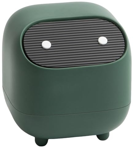 Pufei Mini Table Trash Can - Cute Cartoon Desktop Bin, Small Waste Basket with One-Touch Lid for Office, Kitchen, Bedroom (Anti-Slip, Easy Clean)
