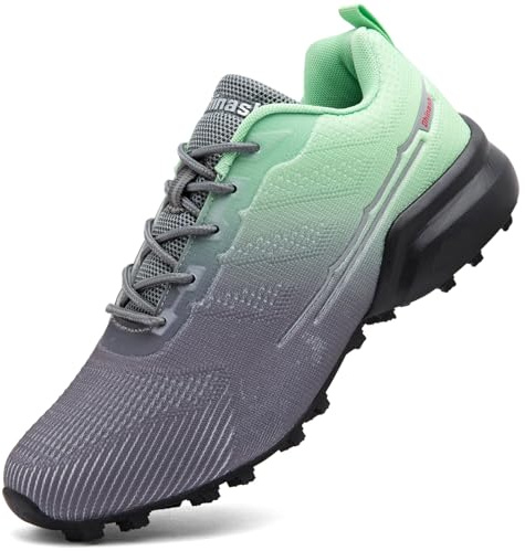 Dhinash Zapatillas de Trail Running para Hombre Zapatillas de Senderismo Zapatos de Trekking Tenis Zapatos de Senderismo Calzado de Correr en Montaña Gris Verde Talla 42