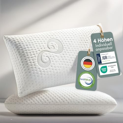 Blumtal Nackenstützkissen aus Memory Foam – Memory Foam Kopfkissen 70x36cm, Kopfkissen mit waschbarem Bezug, Oeko-TEX Zertifiziert, Nackenkissen für alle Schlaftypen 7 cm Höhe
