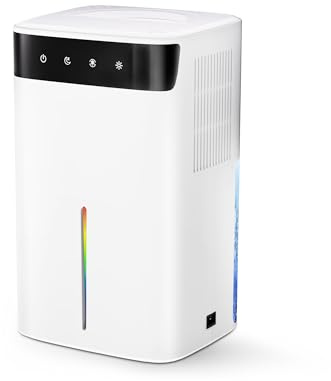 Mini Luftentfeuchter Elektrisch 2600ML, Reduzierte Nachttöne & Farblicht mit Abtauung, Raumentfeuchter gegen Feuchte in Küche/Keller