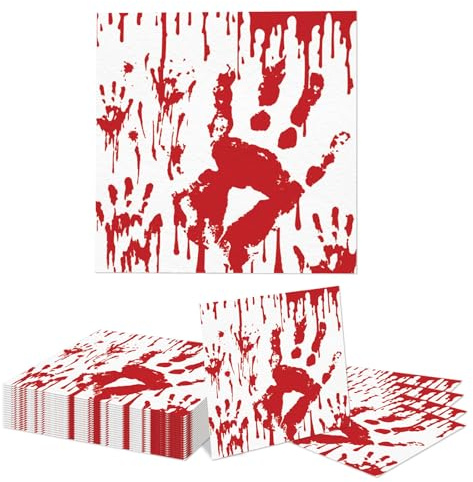 GlamRays Halloween Servietten 20 Stück Gruselige Blutoptik Tischdekoration für Halloween Party und Geburtstagsfeier Tischdeko 33.00 x 33.00 cm entfaltet für 20 Gäste