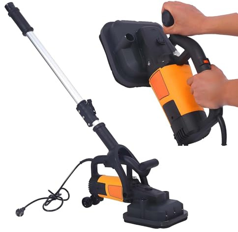 QFGain Electric Pole Sander Grinder - Dustless Drywall Sander for Ceiling with acuum Cleaner, 4-Corner Sanding Head for Stable, Extended Reach Pole, for Popcorn Ceiling Removal Tool