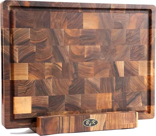 B4K Tabla de cocina de 40 x 30 x 4 cm de madera maciza de nogal