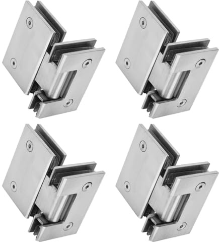 Glasscharnier für Duschtüren, 180 Grad, robust, rahmenloses Scharnier, Badezimmer-Torklemme für 8–12 mm gehärtetes Glas, 4 Stück