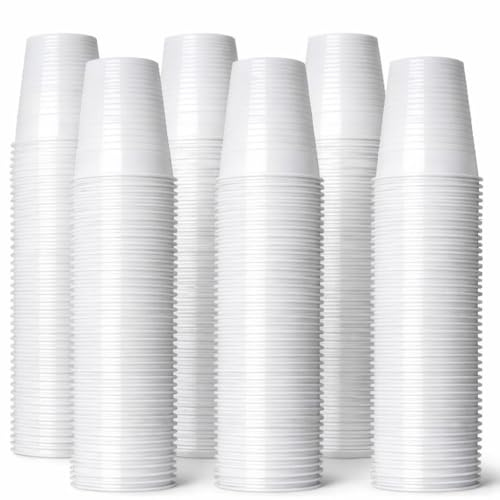 1ABOVE 300 Pack 7oz (180ml) White Plastic Disposable Cups – Small Drinking Cups for Water Cooler, Travel, Camping, Parties & Events