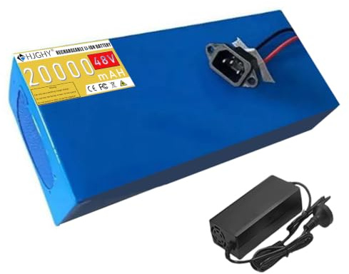 HJGHY ,48v 20ah,A, Pack de Batteries Lithium 48 V 20 Ah 13S5P, Batterie Lithium Rechargeable 48 V pour Moteur de Moto, Kart et Scooter, avec Chargeur 54,6 V 2 A