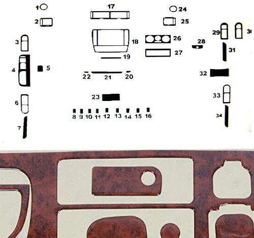 Auto Innendekor Mittelkonsole Armaturendekor Cockpit Dekor kompatibel mit Passat 3B 1996-2005 26 teilig Wurzelholz Optik Auto-Innendesign Aufkleber