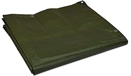 Relaxdays Lona Impermeable 200 g/m², 5 x 6 m, Tela Toldo con Ojales, Resistente al Desgarre, Lona Suelo Piscina, Verde