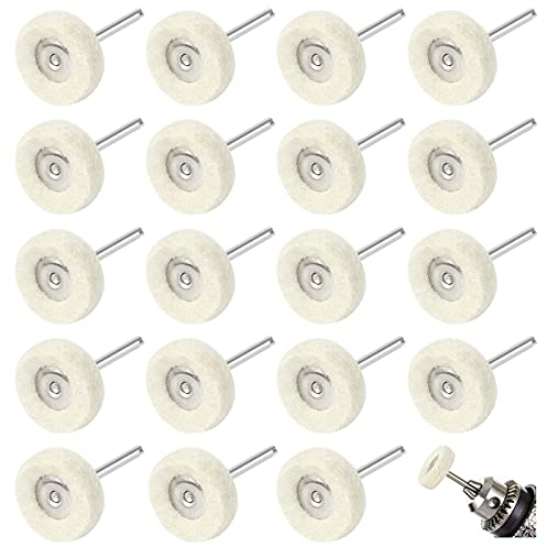 20 PCS Wool Felt Polishing Buffing Wheel - Hard Wool Felt Polishing Pad With 3mm Shank - Finely Polishing Wheel For Metal, Aluminum, Stainless Steel, Glass, Stone, Ceramic, Jewelry, Wood