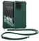 kwmobile Crossbody Case Compatible with Apple iPhone 13 Pro Case - TPU Silicone Cover with Strap - Dark Green