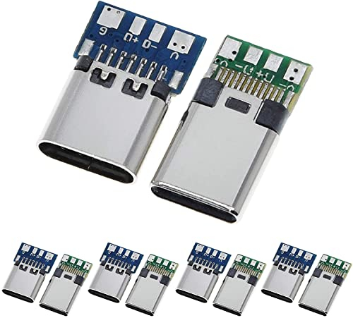 PENGLIN 10PCS USB 3.1 Typ C Stecker Buchse Breakout Board, USB C Stecker Buchse Lötbar Modul,USB C Männlich Weiblich DIY Platine