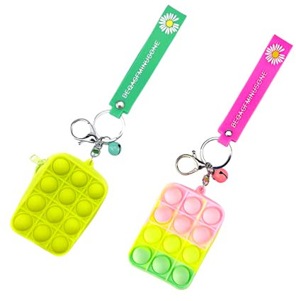MAGIC SELECT 2 Pack Portamonete Antistress Giocattoli con Pompe in Silicone e Portachiavi in con Cordino per Ragazze e Donna.