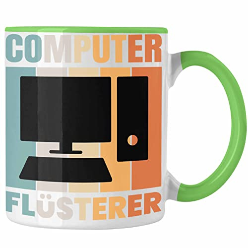 Trendation - IT Computer Nerd Flüsterer Informatiker Tasse Lustig Geschenk IT Student Gadget Männer Weihnachten (Grün)