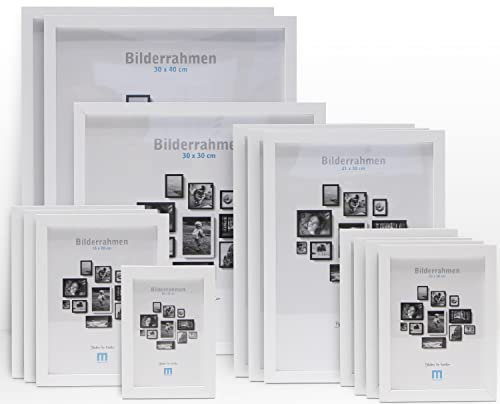 14 tlg. Foto Bilderrahmen-Set in Weiß in verschiedenen, unterschiedlichen Größen. Für Fotowände & Bilderwände mit weißen Bilderrahmen, Hochformat & Querformat geeignet. Von 10x15cm bis 30x40cm
