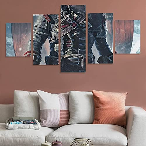 TONATO Zimmerdekor 3D Assassine's Creed Canvas 5 Stück Dekorative HD -Poster Gemälde Moderne Wohnzimmer -Wohnzimmer Wanddekoration.,XL