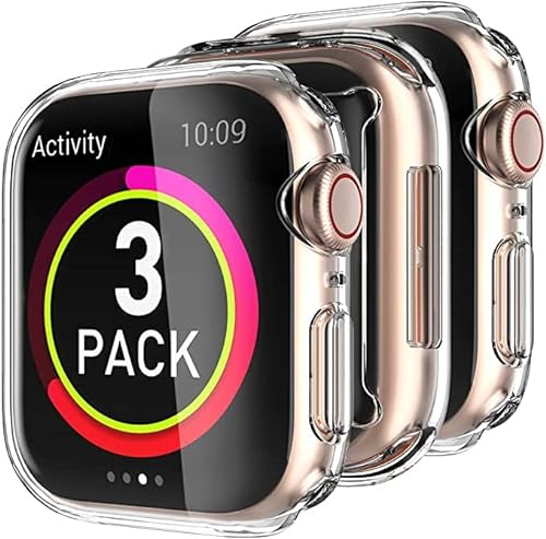 Delidigi 3 pezzi Cover Apple Watch 41mm, Custodia Protettiva per Schermo in TPU Trasparente per iwatch Series 9 (2023) Series 8 Series 7 (41MM, Trasparente)