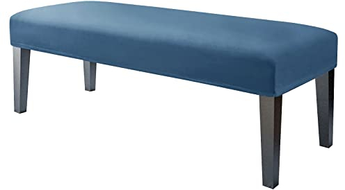 JHLD 1 Stück Universal-Bezug für Esszimmer-Bank, Samt Bezug für Esszimmerstuhl Stretch Dining Bench Cover für Esszimmer weiche Spandex Stuhlhussen Für Wohnzimmer Schlafzimmer -blau-1 Stück