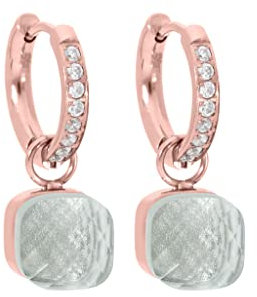 Qudo Firenze deluxe Creolen Ohrringe rosegold, Edelstahl beschichtet (white topaz)