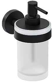 COSMIC Start Wandseifenspender mit elegantem Design aus Glas und Metall. Montage mit Schrauben. Nachfüllbarer Spender für das Badezimmer, 200 ml, in Mattschwarz