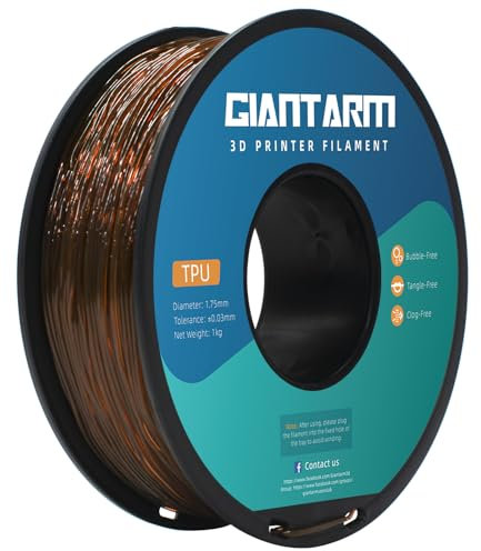 GIANTARM TPU Filament 1,75 mm für 3D-Drucker 1kg, Transparent Braun