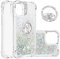 IMIRST Phone Case Compatible with iPhone 13 mini (5.4'') Bling Liquid Glitter Diamond Ring Shell Shockproof Airbag Protective Cover Bumper Case for Apple iPhone 13 mini. YBK Love Silver