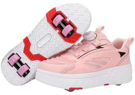 Schuhe mit Rollen für Kinder Rollschuhe Schuhe für Jungen Mädchen Unisex Outdoor Sportschuhe Sneakers Kinder mit 4 Rollen Trainer Skateboarding Schuh Einziehbare Schuhe mit Rollen Skateboardschuhe
