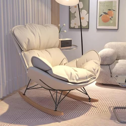 HARELA Schaukelstuhl Outdoor, Relaxliege, Schaukelstuhl Wohnzimmer Moderner Schlafzimmer, Modern Schwingsessel Bequem Sessel, für Schlafzimmer, Wohnzimmer, Balkon, Outdoor(Color:Off-White)