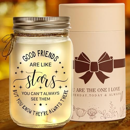 Kenon Mason Jar Night Light Gift for Friends, Christmas Day Gifts for Women, Home Decoration Lights, Personalized Mason Jar Mothers Day Birthday Gifts for Best Friends Sister