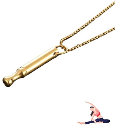 BFUZXY Outil de sevrage de fumer Collier sans fumée pour fumeur Chaîne souffle sifflet Outil de lutte contre les attaques de panique Chaîne respiratoire Collier d'anxiété Collier(Couleur or)