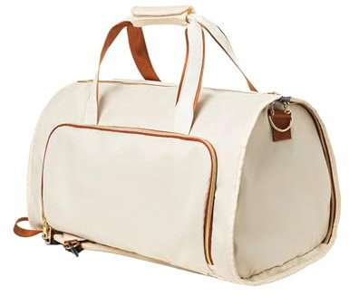 Duffletasche Reise Kleidertasche Handgepäck Convertible Kostümtasche 2 in 1 Faltbarer Koffer mit Cabrio Design Handgepäck für Männer Frauen Flughafen Camping Reisen, beige, 20.98x12.99x12.01 inches,
