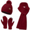 Yutdeng Mütze, Schal & Handschuh-Sets für Damen Warm Bommelmütze Winter Beanie Mütze Gefüttert Fleece und Langer Strickschal Handschuhe Touchscreen Mützen Set Damen Winterset 3 Teilig,Weinrot
