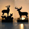 Volumoon 2 Stück Mini Teelichthalter Metall, Weihnachts Elch Kerzenhalter für 4cm Teelicht, Schwarz Kerzenständer Metall Modern, Tischdeko für Wohnzimmer Weihnachten kerzenteller Tisch Deko (B)