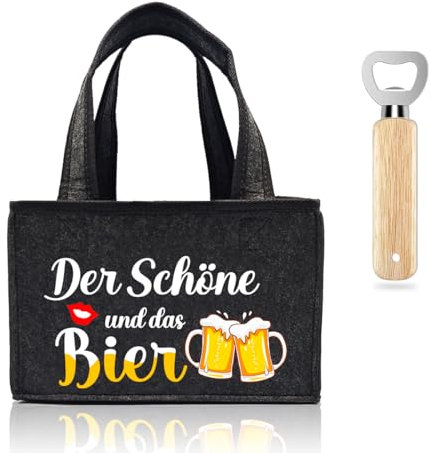 MQIAN Männerhandtasche Bier 6 Flaschen,Bier Geschenke Für Männer,Bier Geschenk Flaschentasche,Flaschentasche Filz,Herrenhandtasche Bier Ehemänner, Väter, Bierliebhaber