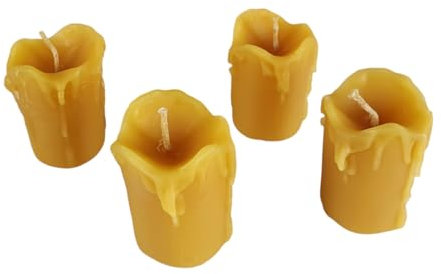 Bienenwachskerze - 4er Set Schmelzende Kerzen aus 100% reinem Bienenwachs - Handgemacht - Honigkerze - Bienenwachs Stumpe - Stumpenkerze