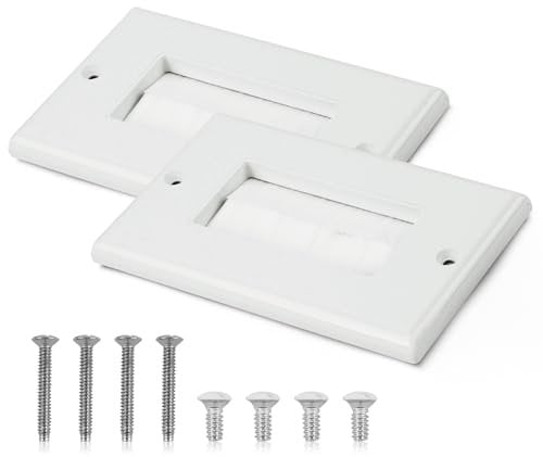 2 Pièces Plaques Murales avec Brosse pour Passage de Câbles, Passe-câble Murale Sortie connecteur Audio vidéo, Anti-poussière Mur Panneau Câble Pass Through Insert pour Câbles TV HDMI