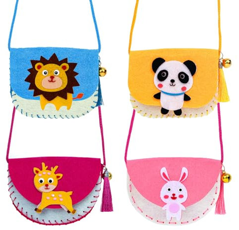 CANRNYACBZ 4 Stück Nähset Kinder Tierformen Filz Bastelset Nähspass Nähset Gefüllte Filz Plüsch Ornamente für Handwerk Nähmaschine Näh Set DIY Kreativ Geschenk für Kinder Kindergeburtstag