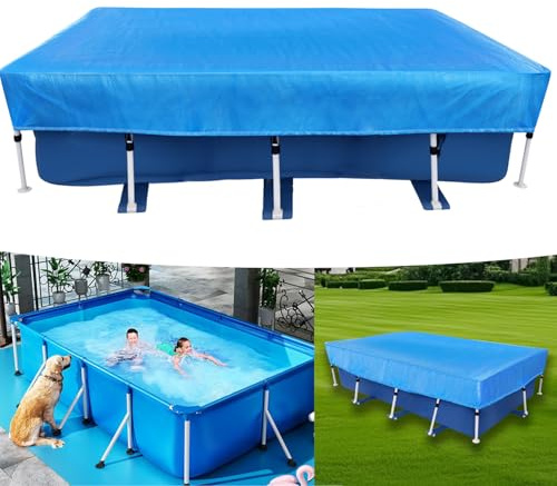 Rectangle Pool Cover 177x87 Draw Strings Rectangular 14x7 ft Frame Swimming Pool Cover UV Resistant Outdoor 14ft Above Ground Pool Cover Dustproof