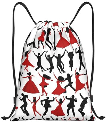 WYCZHY Ballsaal Dance Rucksack mit Kordelzug, für Reisen, Fitnessstudio, Party, Schwarz , S