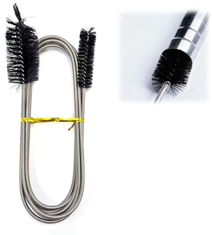 Abflussbürste Lang 200 cm–Flexible Rohrreinigungsspirale Mit Doppelkopf–Schlauchbürste Für Enge Rohre, Für Waschmaschinen, Aquarien, Kühlschränke Und Mehr–Effektiver Abflussreiniger in Schwarz