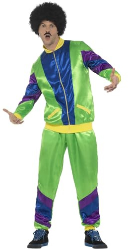 Smiffys 80s Height of Fashion Shell Suit Costume, Male, Green, L - Size 42 inch-44 inch