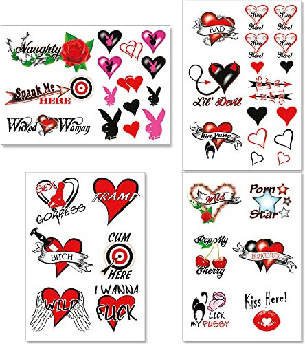 40+ Tatouages Temporaires Sexy Coquines Tatouages Temporaires Pour Femme Mesdames Hommes - Plaisir Adulte Pour Avant-Bras Pattes Arrière Bout Estomac