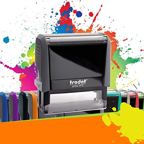 Trodat Printy 4915 - Professioneller Selbstfärbestempel mit 6 Zeilen zur Personalisierung – Textplatte 70 x 25 mm Inklusive (Grau)
