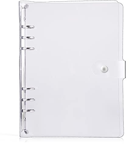 Langing, Klare Notizbuch-Hülle, aus weichem PVC, A5, 6 Abheftlöcher, nachfüllbar, Notebook-Schutz, Ringbuch A7