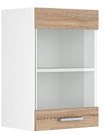 Vicco Armario de Cocina con Vidrio R-Line, Sonoma/Blanco, 40 cm