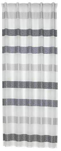 Schlaufenschal anthrazit mit Kreisen 2299 BxH 140 x 245cm | mit verdeckten Schaufen | Vorhang Schal Gardine | Leinenoptik |